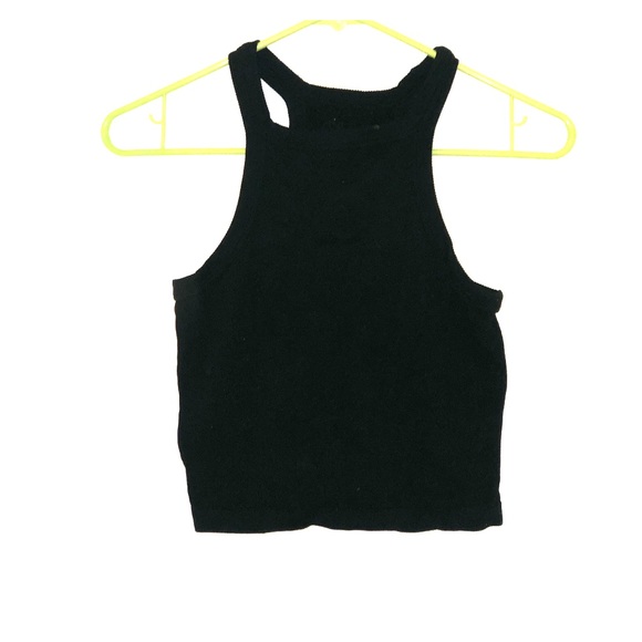 Black Ribbed Racerback Crop Top - Picture 1 of 1